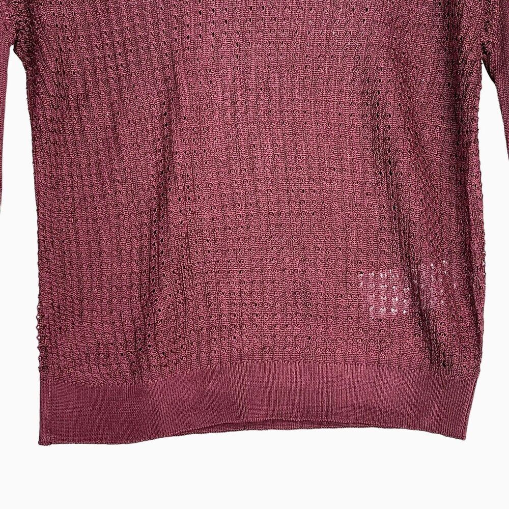 Free People H20 Crew Pullover Top Raw Garnet Sz M Ribbed Mesh Cropped Stretch - Picture 4 of 8